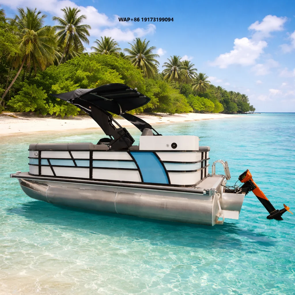 16Ft 17Ft Aluminium Pontoon Boat China Electric Floating Party Boat Luxury Inflatable Pontoon House Boats With Electric Motor
