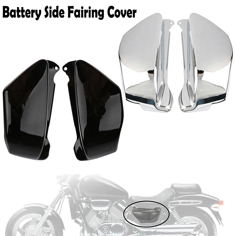 For Honda Magna VF750 VF750C 1994-2001 2002 2003 2004 Pair Motorcycle Battery Side Fairing Guard Procter Cover Black Chrome