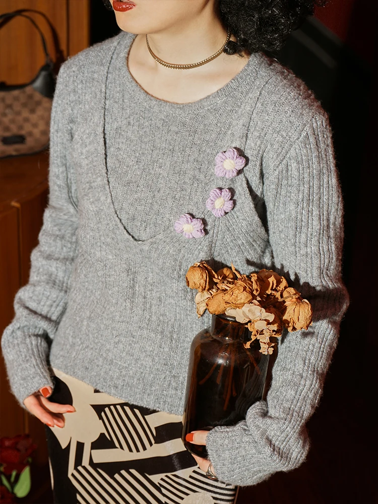 

Comfortable round Ne Sweater Women's Faionable Versatile Early Autumn Top HI TWEN FIVE Brand Casual Sle Long Sve