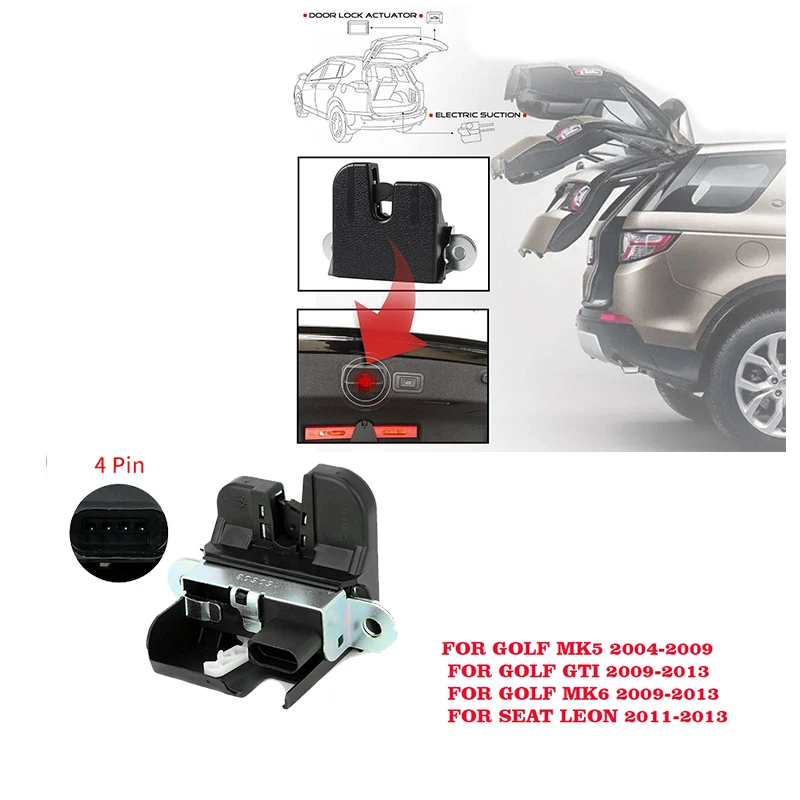 

5K0827505A 5M0827505E 1P0827505D 1T0827505h For Seat Leon Rear Trunk Lock Lid Lock Latch For VW Golf Mk5 Golf Git Golf Mk6