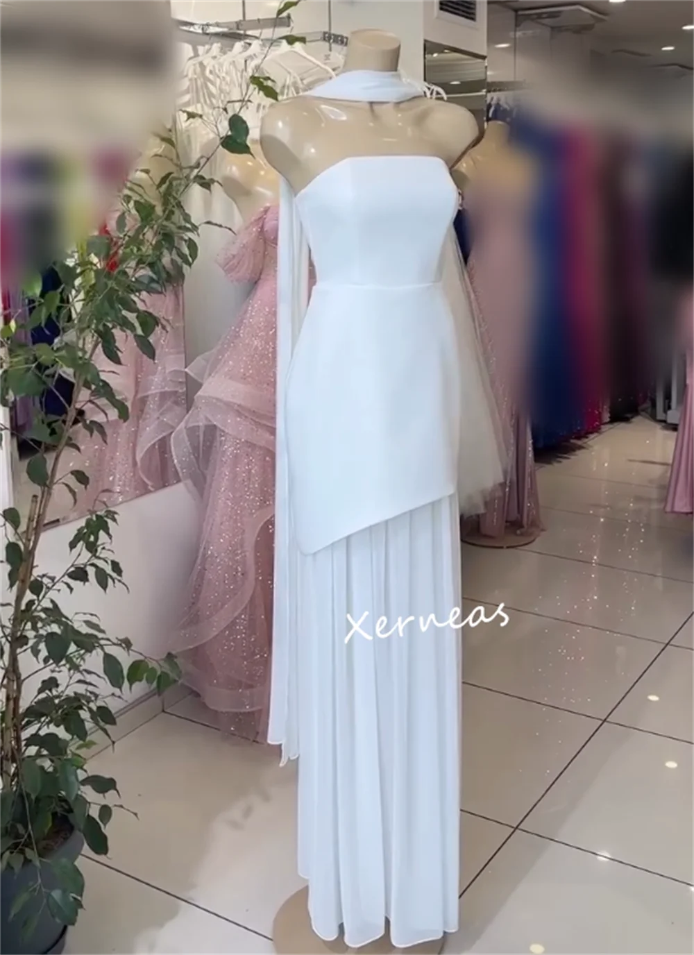 Customized Jersey Pleat Strapless A-line Long Dresses Bespoke Occasion Elegant Party Wedding Guest Simple Sizes Available
