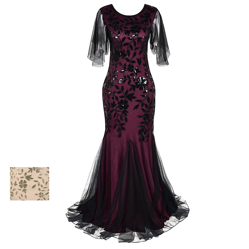 Retro 1920s Flapper Sequin Dress Sexy Ladies Great Charleston Party Dress Halloween Stage Cosplay Costume