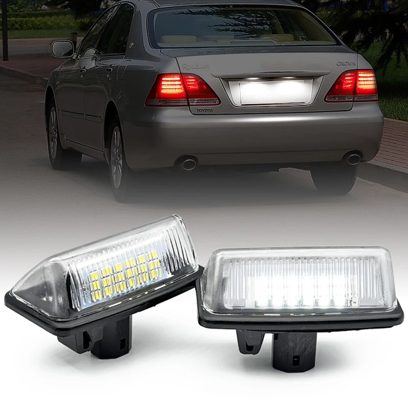 2Pcs For Toyota Crown S180 Corolla E11 Noah Voxy Starlet Vios Previa White LED Number License Plate Light