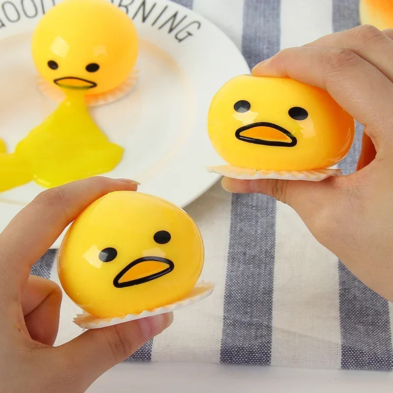 2pcs Puking Egg Yolk Stress Ball with Yellow Goop Relieve Stress Toy Funny Squeeze Tricky AntiStress Disgusting Egg Kids Gift