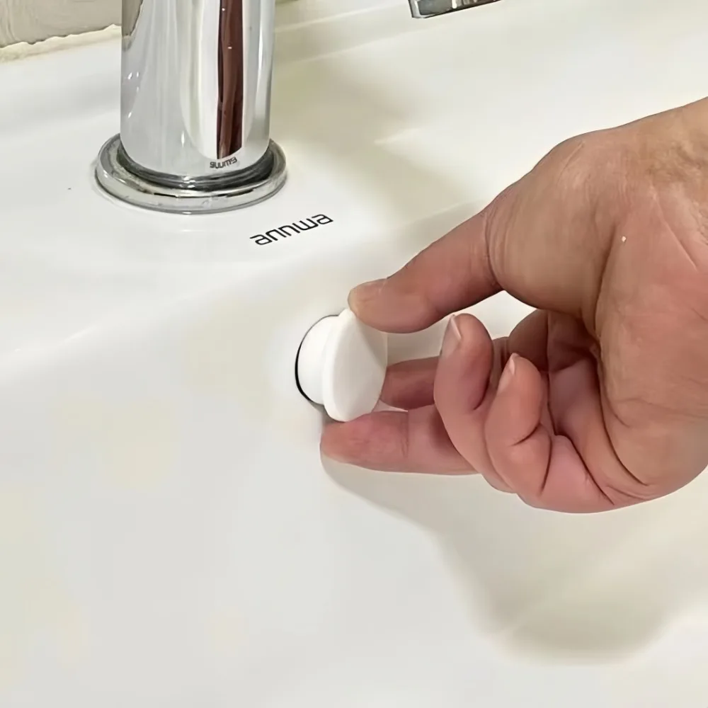 2pcs Washbasin Water Plug White Circular Silicone Overflow Hole Plug Suitable for Kitchen Sink Bathroom Bathtub Sealing Plug