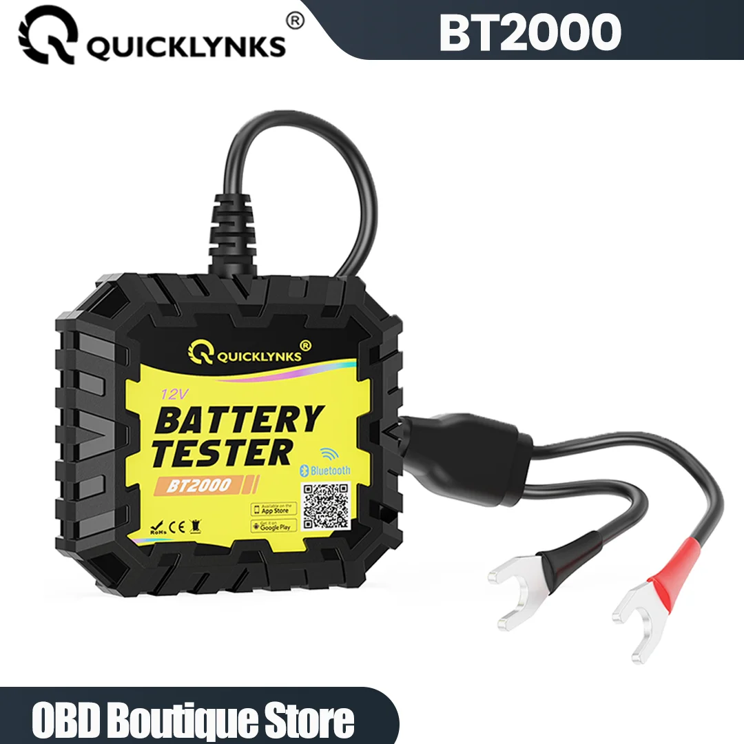 

QUICKLYNKS BT2000 12V Car Battery Tester Monitor Wireless Bluetooth Auto Battery Analyzer CCA Test Free Update for IOS Android