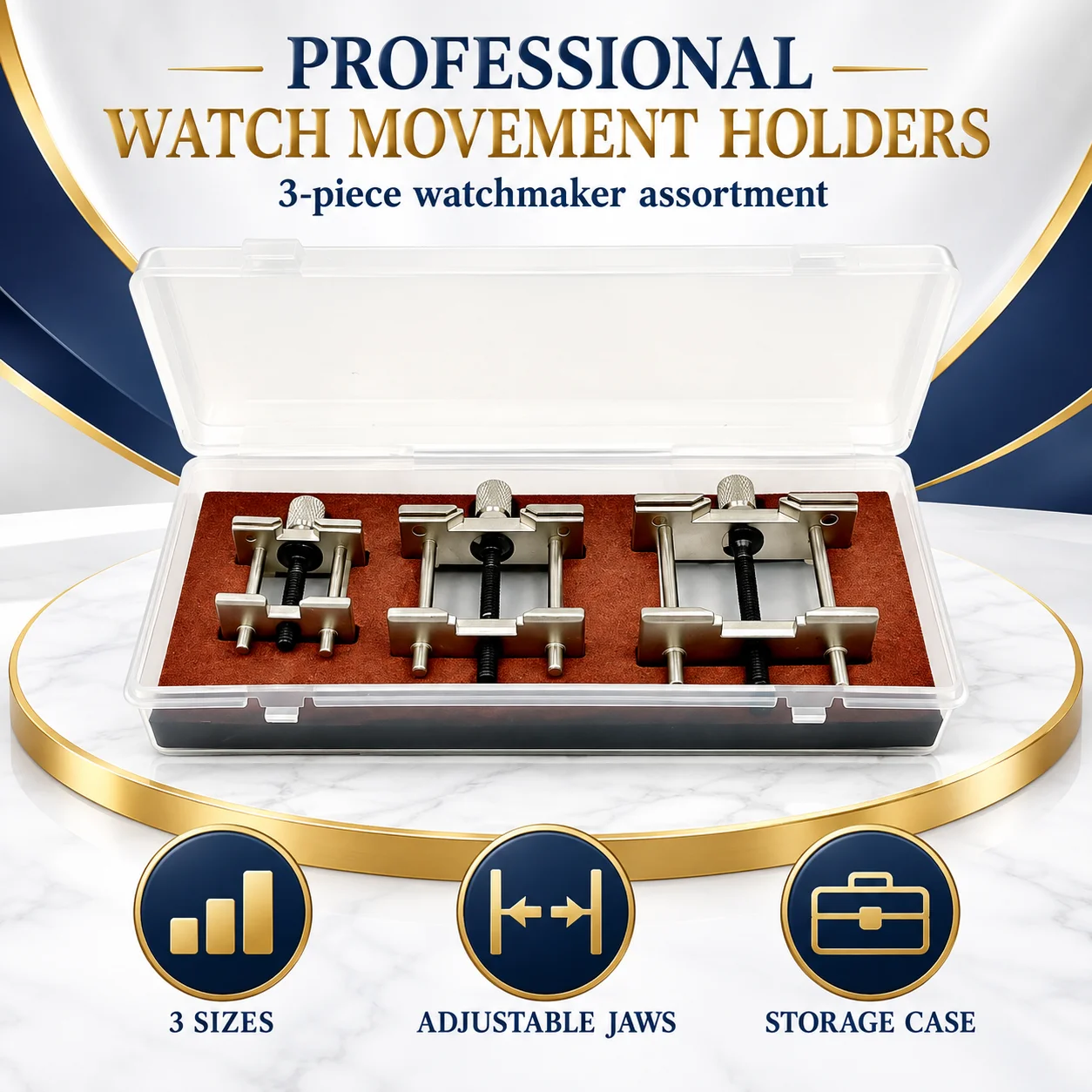 3 in 1 Watch Case Movement Holder Watchmaker Clamp Repair Tool 4040 & 4039 Assortment Man / Laday Watches Zinc Alloy