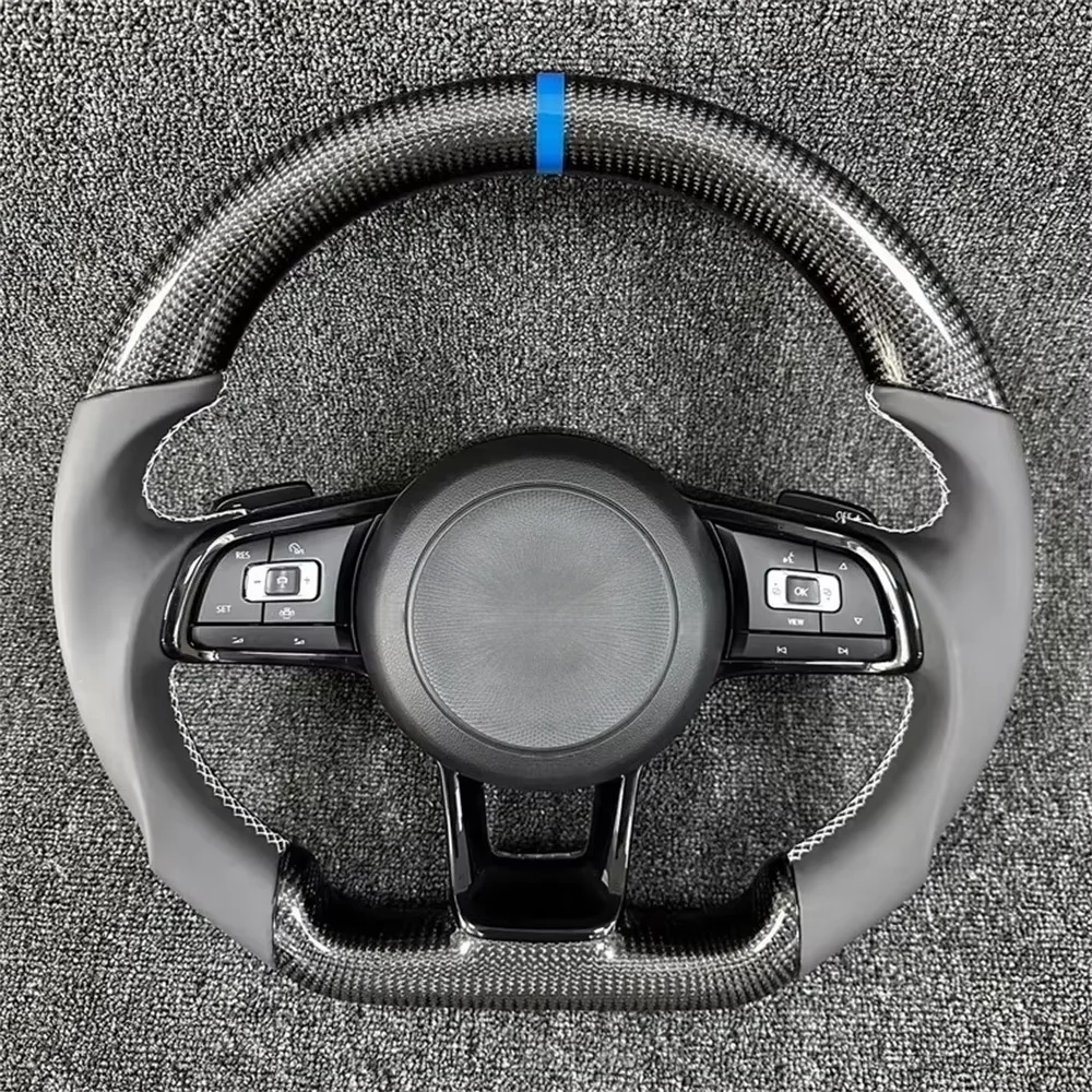 

Custom Flat Bottom Carbon Fiber Leather Steering Wheel for Volkswagen Polo GTI Golf7 MK5 MK6 MK7 Golf Car Accessories