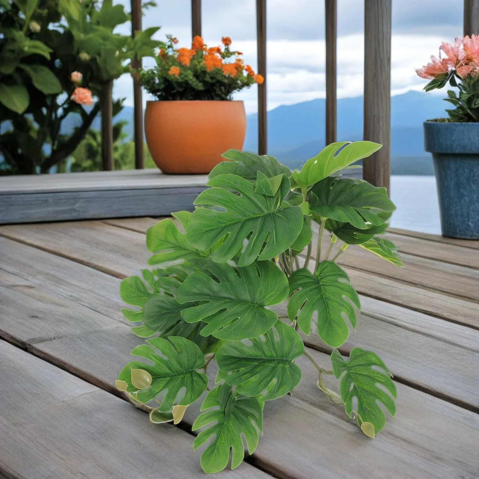 

Hanging Reptile Plant Decor Artificial Leaves Pendant for Terrarium Lizard Tank Green Lifelike Simulation Climbing Environment