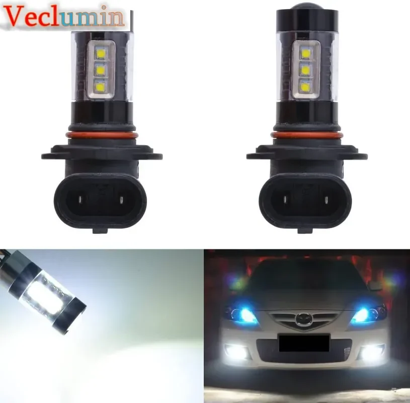 2PCS High Power Fog Light Bulb for CREE Chip 6000k Car DRL Lamp Auto LED Front Fog Light 9006 9005 HB3 HB4 H10 80W 16smd