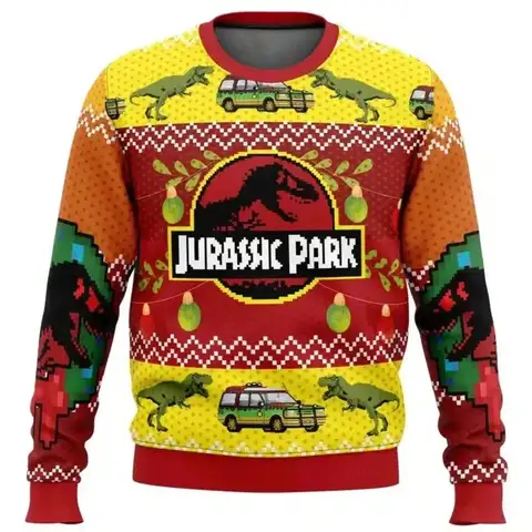Jurassic Park Dinosaurussen Vrolijk Kerstfeest Kleding Geschenken Kerstman Truien Heren en Dames Hoodies 3D Herfst en Winter Feest