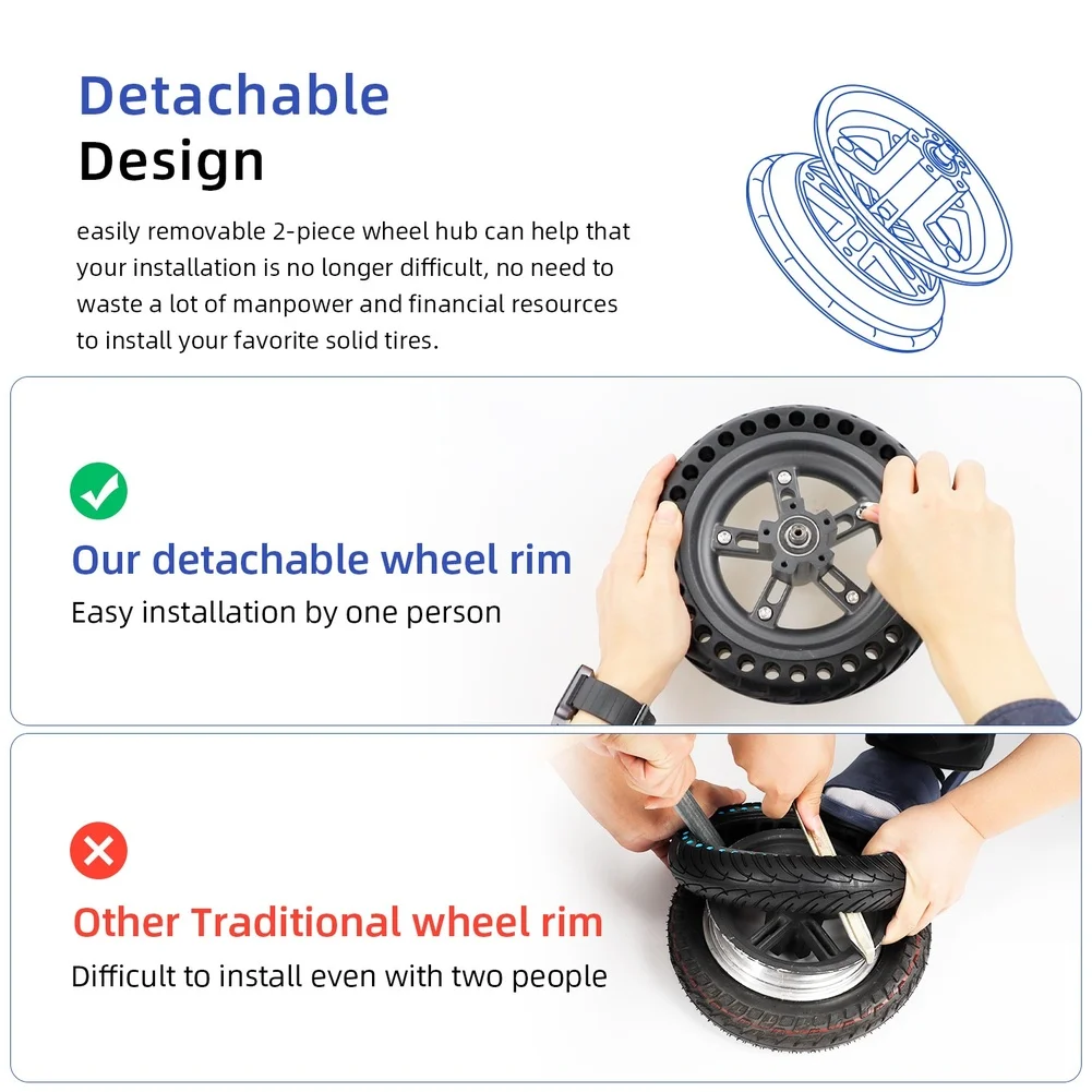 

Electric Scooter 8.5 Inch Rear Wheel Hub Gray 2 Piece Assembly For Model 1S Fits Scooters With 8.5 Inch Solid Tires