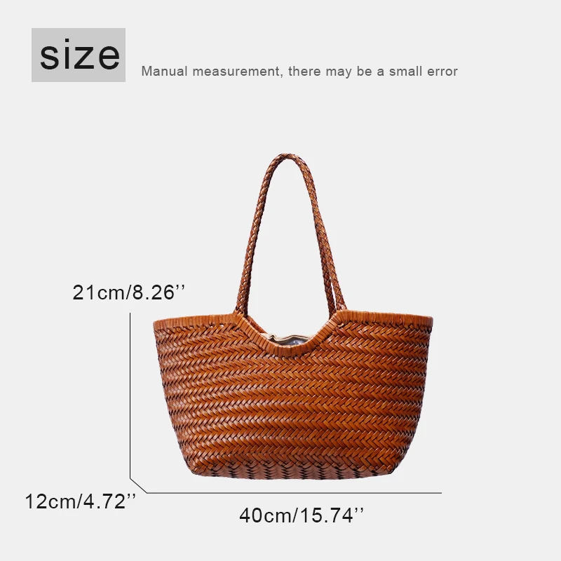 Genuine Leather Handwoven Tote Bags For Women Luxury Designer Handbags And Purses 2024 New In Cowhide With Inner Pocket Shoulder