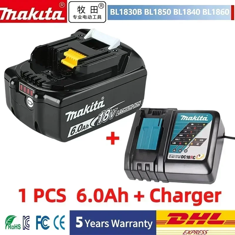 Originele Makita accu BL1860 BL1850B BL1850 BL1840 BL1830 schroevendraaier accu & oplader 18v vervangende accu's voor elektrische gereedschappen