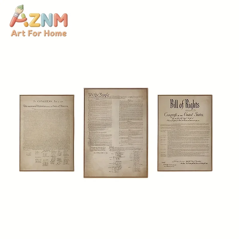 3pcs Canvas The Bill Of Rights The Constitution of the United States USA Patriotic Wall Art No Framed Eid Al-Adha Mubara