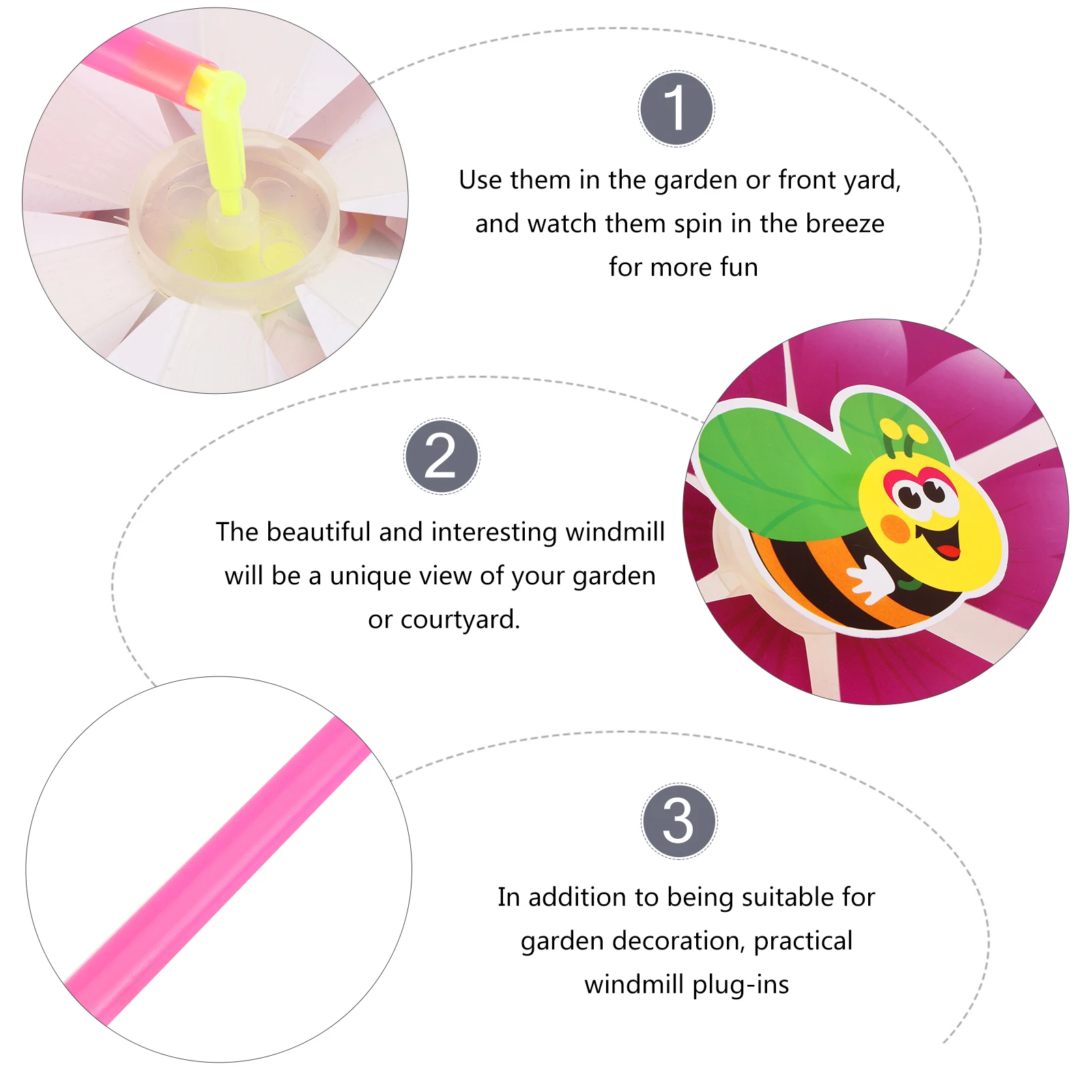 Peônia moinho de vento decorativo winnower decoração ao ar livre cataventos brinquedo plug-in infantil