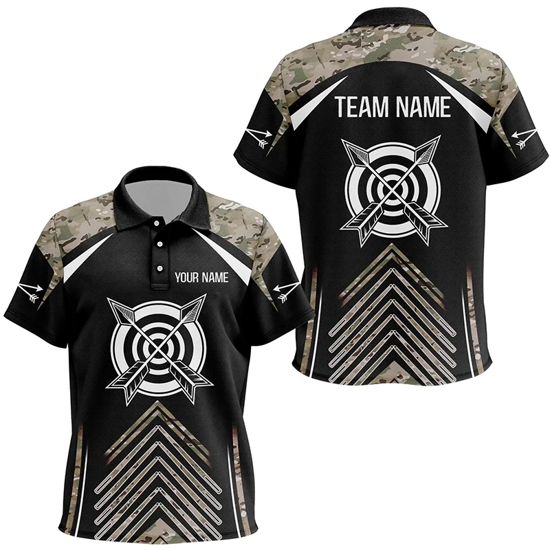 Trend Archery Graphic Polo Shirts For Men Personalized Name Team Name 3D Printed Sports Tees Casual Oversized Team Uniforms