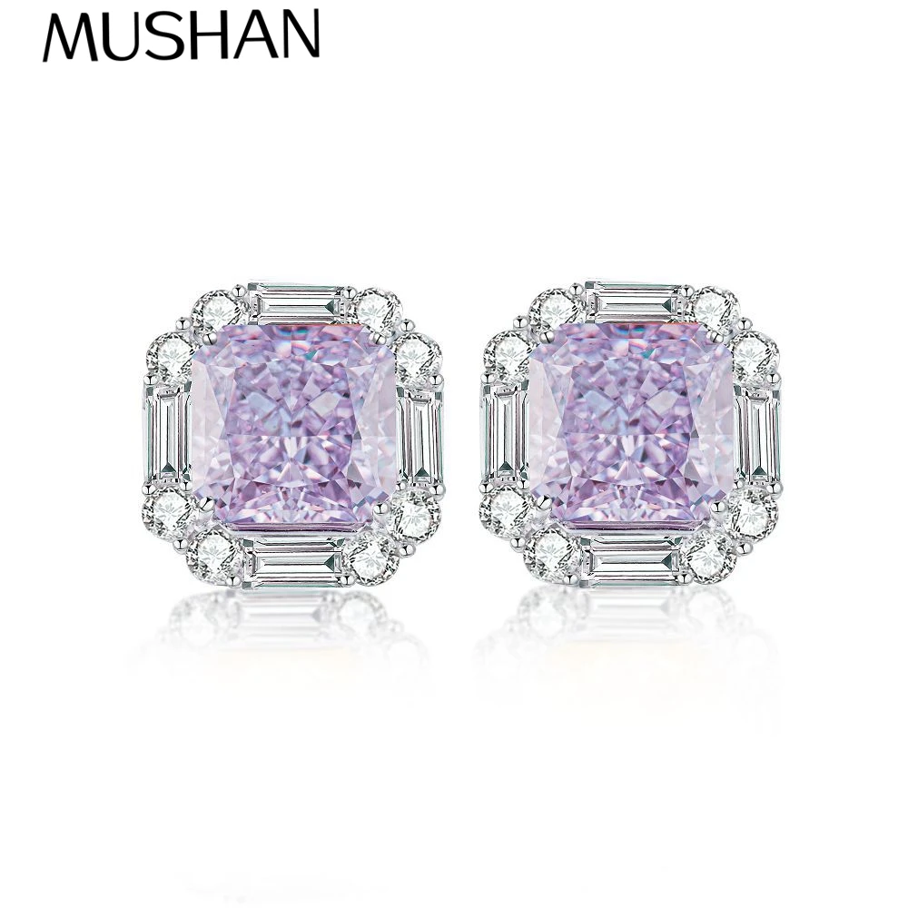 

MuShan Brand Jewelry 925 Sterling Silver Earrings Zircon 7A Grade Dangle Casual Ladies 18K Gold Plated Fine Jewelry Earring