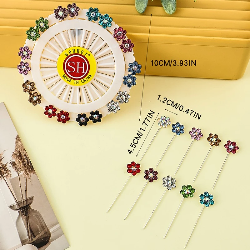 Spilla per turbante, spilla di sicurezza per hijab con clip per sciarpa, fibbia per sciarpa in seta con spilla, elemento floreale per spilla per sciarpa con strass