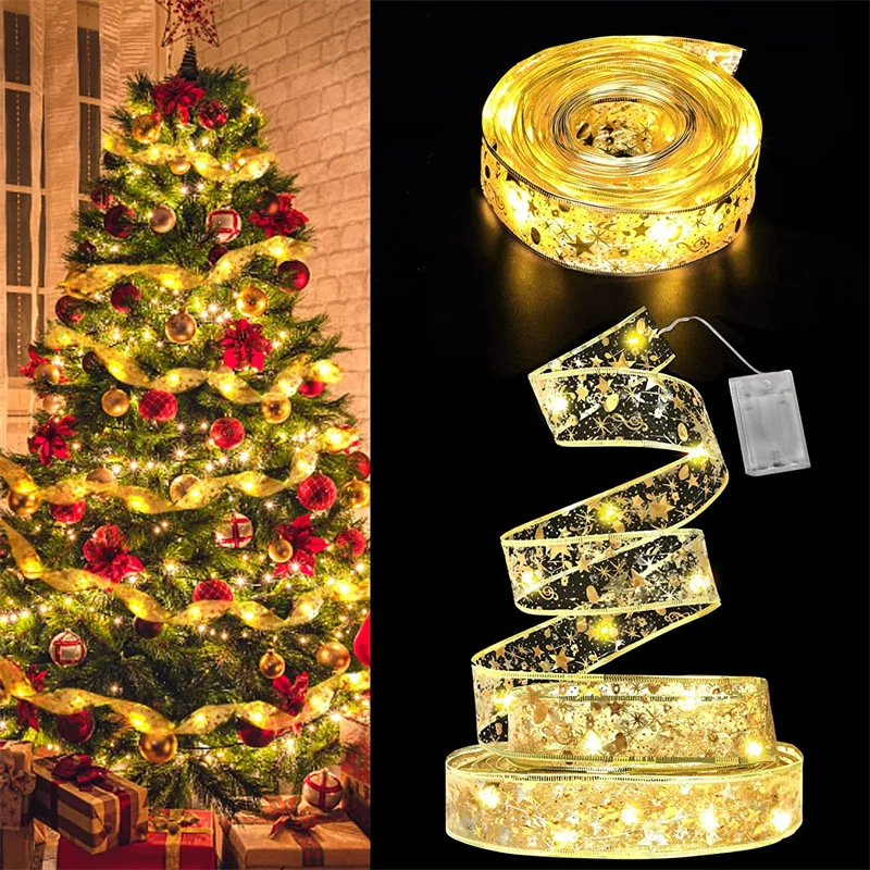 1Pack 2/5/10M Christmas Ribbon Lights Mini Lights Copper Wire Fairy String Lights For Party Weddings Christmas Tree Decortion