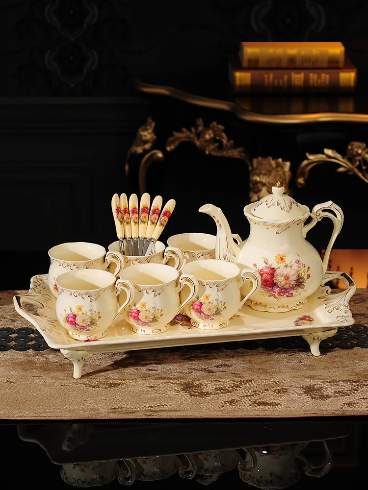 Creative European Style Teaware Set with Tray