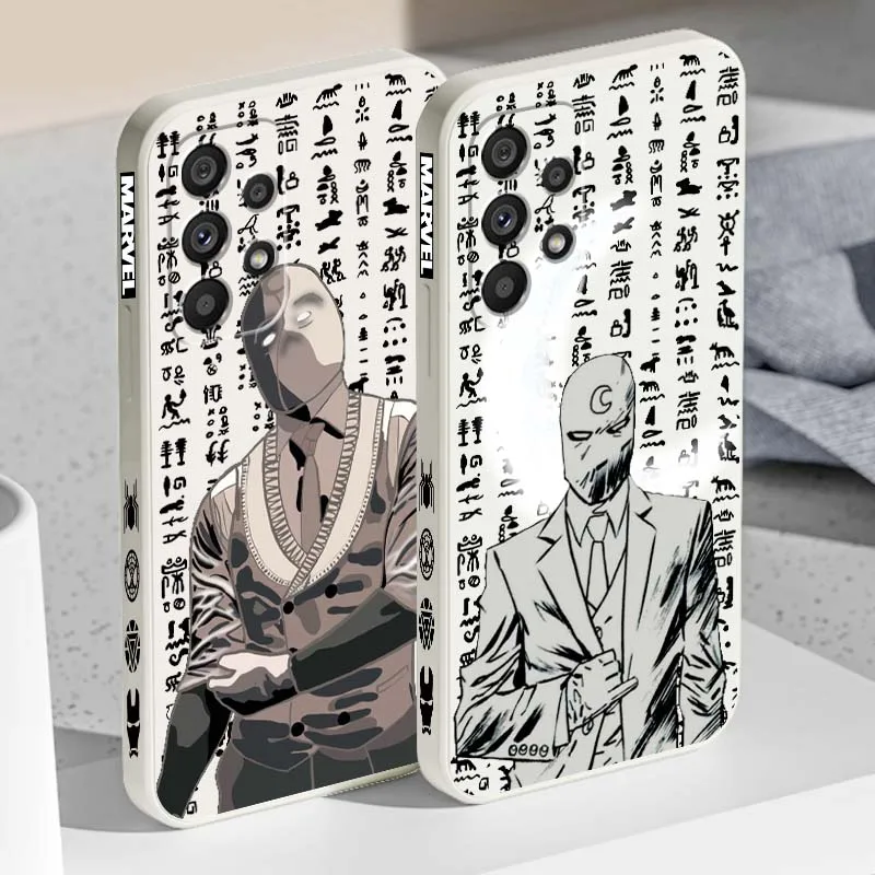 

Marvel Moon Knight For Samsung Note 20 Ultra A04 A05 A13 A15 A14 A12 A22 A23 A25 A42 5G Liquid Left Rope Phone Case