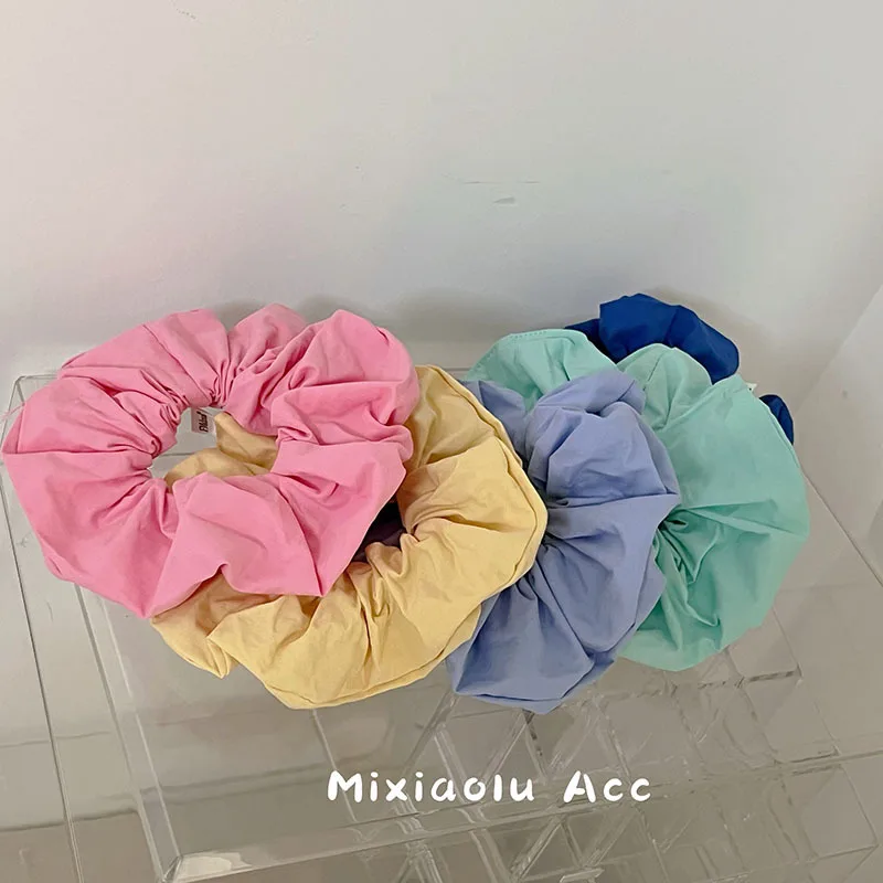 Dopamine Colored Wrinkle Scrunchie Headdress for Women Girls 2024 Summer Korean Simple Cotton Hair Band Hair Accessories