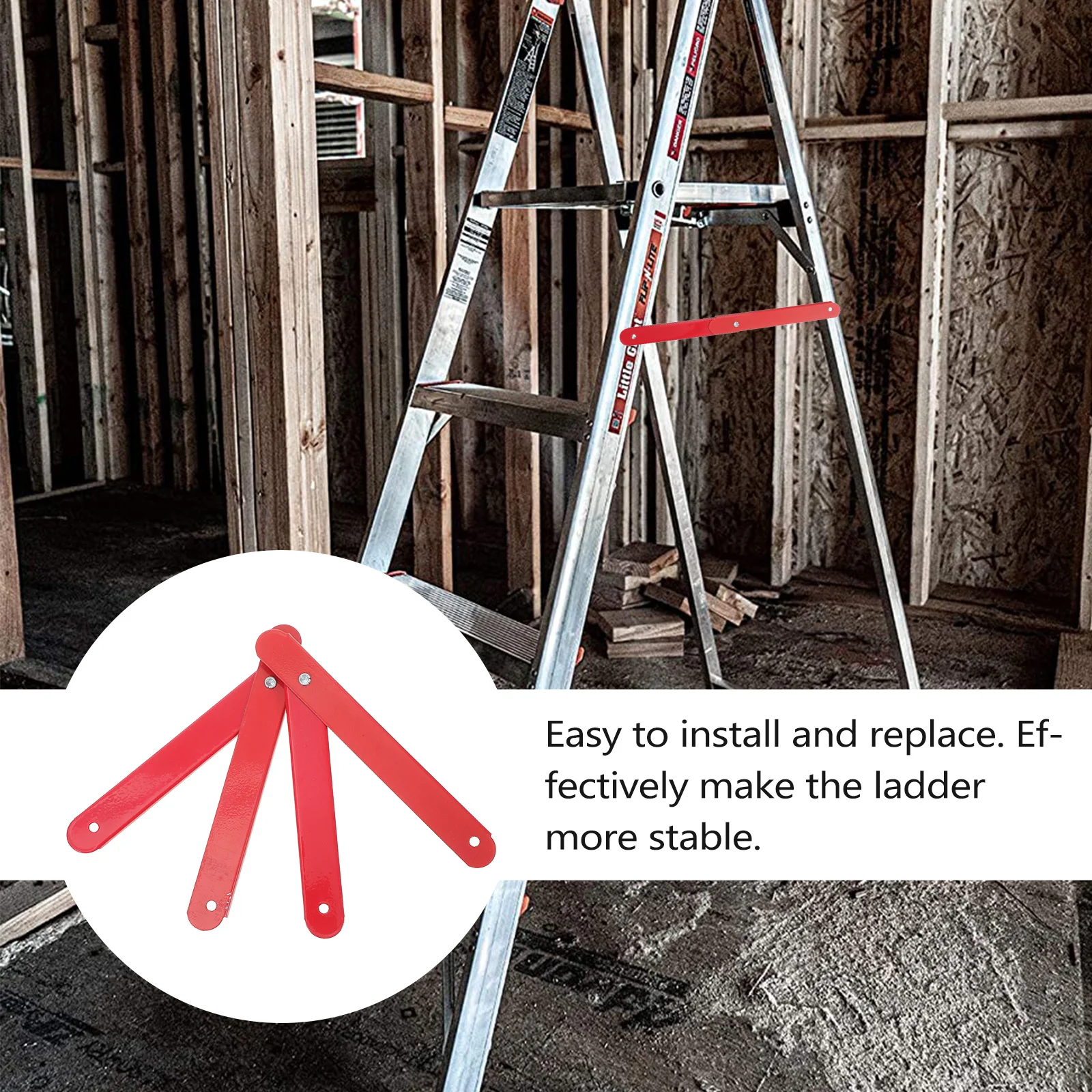 2 Pcs Attic Ladder Support Hinge 31 Hole Spacing Red Powder Coated Pull Rod Easy Install Replace Fold Release Heavy Duty