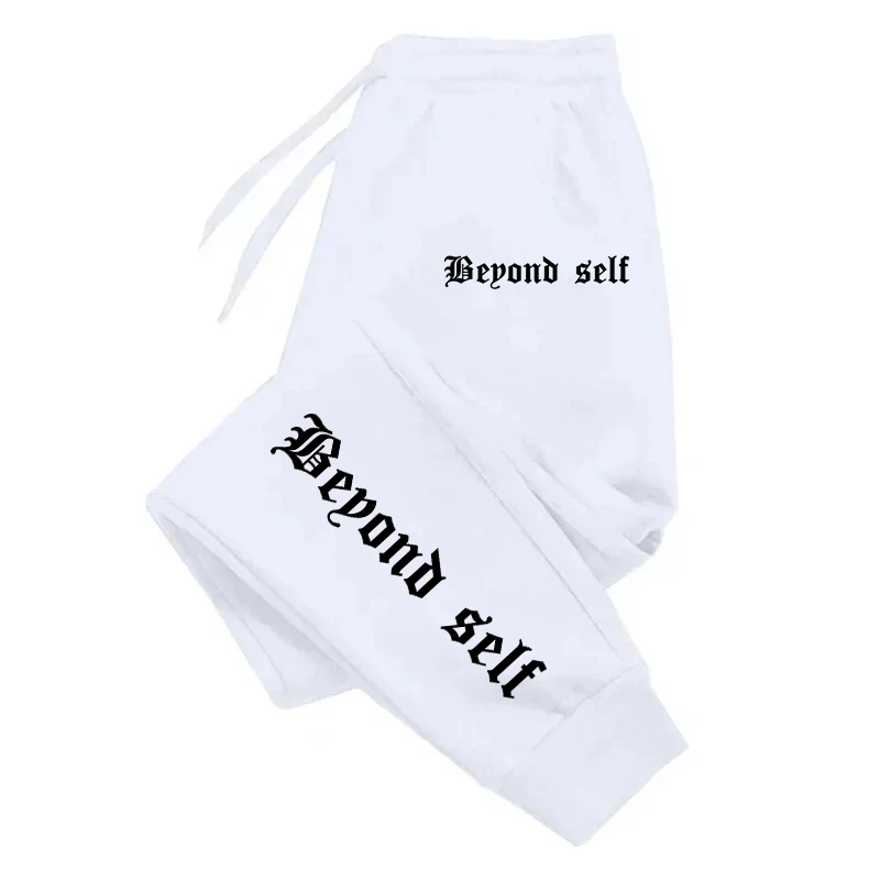 Black Letter Print Casual Versatile Comfortable Men Pant Trendy Hip Hop Street Trousers With Drawstring Pockets Sweatpants Male