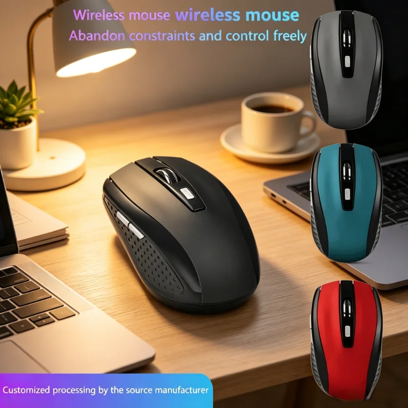 NEW 6D Wireless Mouse 2.4G USB Red Optical, for Computer Laptop Gaming, Ergonomically Designed Wireless Mouse with USB Receiver