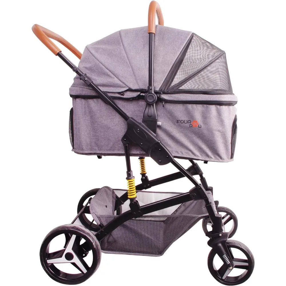 Pet stroller, maximum 55 pound folding lightweight dog stroller, 600D linen waterproof and breathable, 360 ° universal wheels