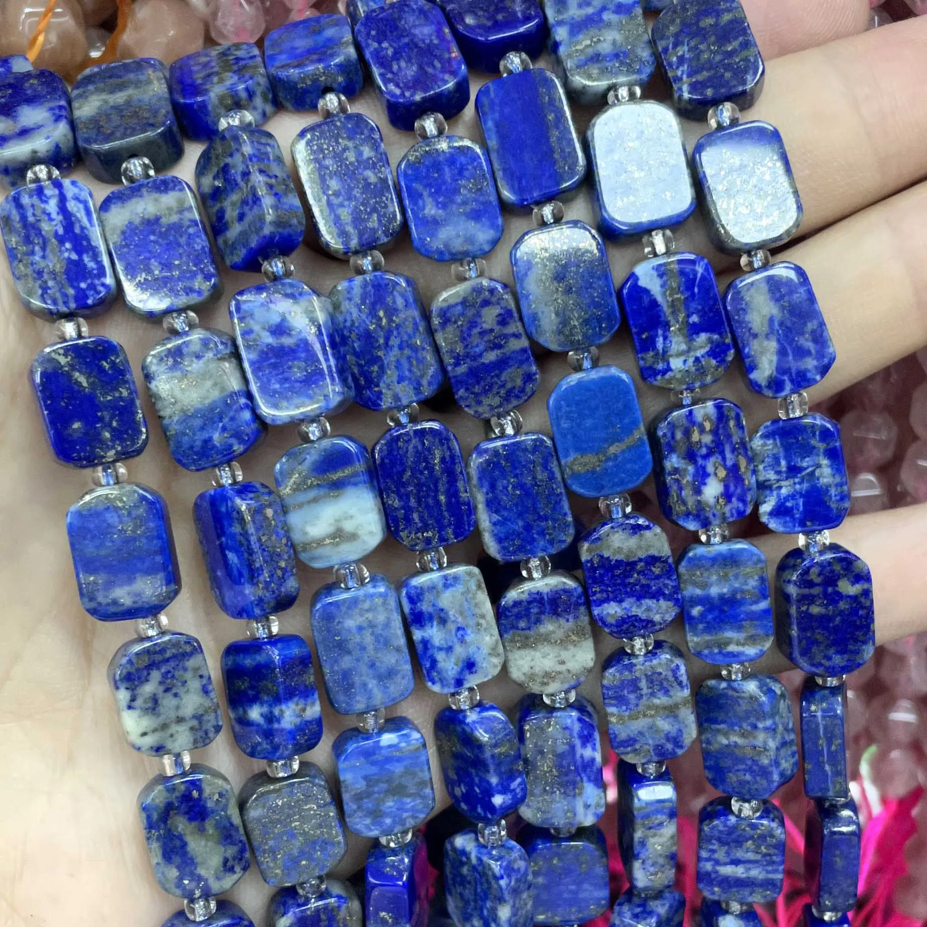 Natural Stone Lapis Lazuli Faceted Rondelle Square Irregular Spacer Beads For Jewelry Making Diy Bracelet Necklace Accessories