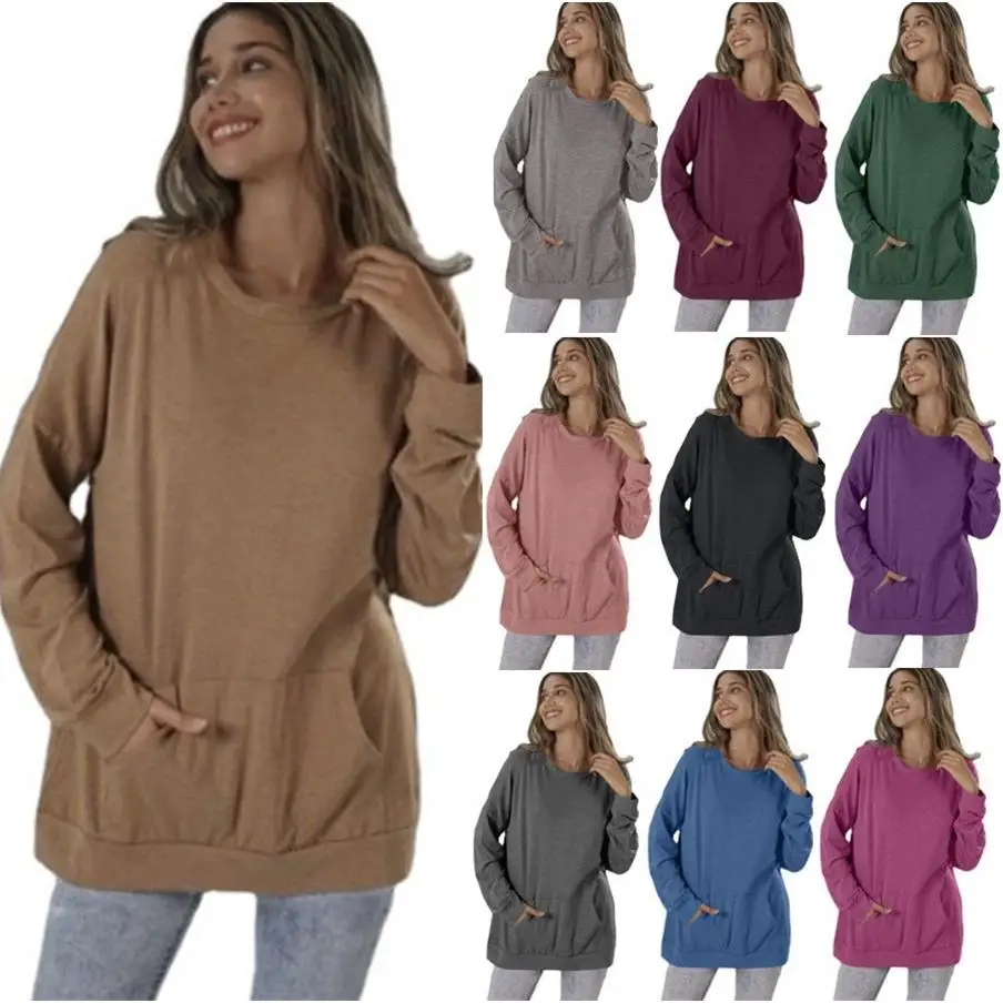 

Женская толстовка с длинным рукавом и карманом, модный повседневный уличный стиль, цветной дизайн с утяжкой на талии