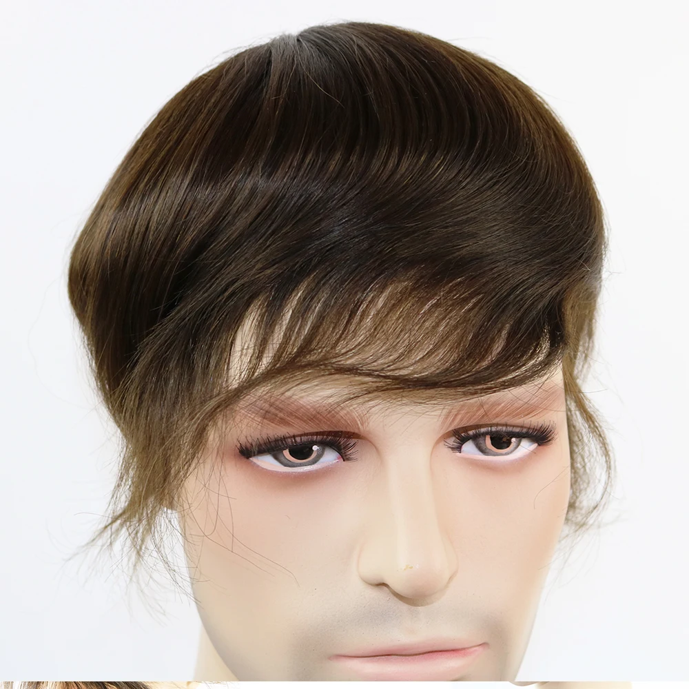 

# Система замещения волос для мужчин: 4 штуки, светло-коричневые, европейские, 100% натуральные человеческие волосы, прочные, дышащие, тонкие моно-системы, натуральный черный цвет.