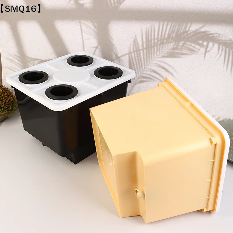 Hydroponics System Bucket With Siphon Elbows Four-Hole Cover Planting Flowerpot Soilless Culture Vegetable Nursery Bucket【SMQ】