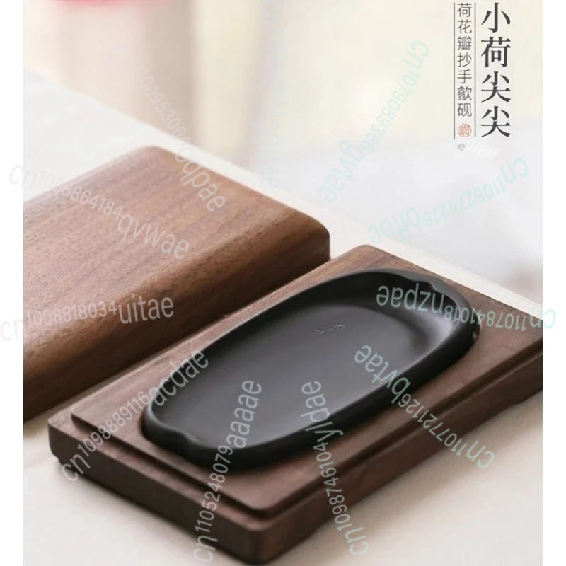 

Лепестки лотоса Копия Hand She Inkstone Чернильный камень, небольшой футляр для каллиграфии и китайской живописи Специальное исследование чернильного камня Четыре сокровища