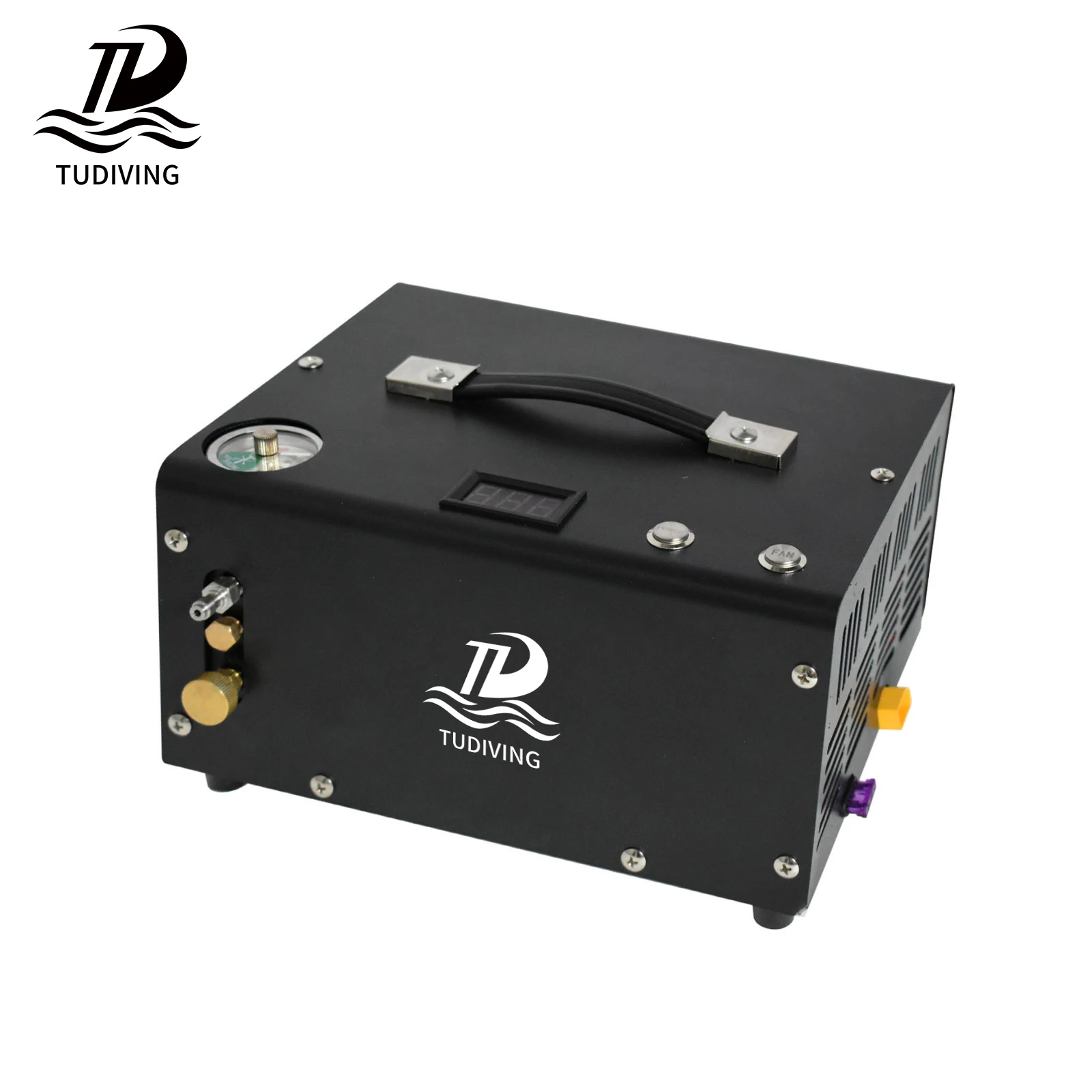 TUDIVING Hot Sale Fast Inflation Convenient 12v 300bar 4500psi Auto Stop 30mpa BuiIt-in Fan System Paintball PCP Air Compressor