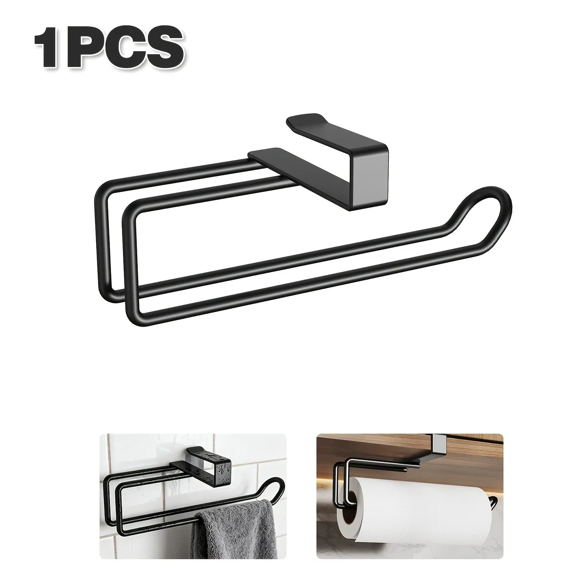 

Kitchen Paper Towel Rack Cabinet Kitchen Supplies Bathroom Wall-Mounted Matte Metal Roll Paper Holder