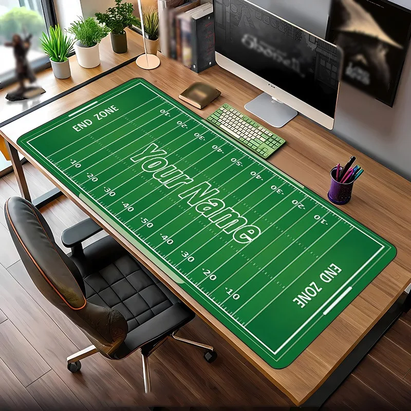 Custom Name American Football Field Desk Mat, Anti Slip Rubber Keyboard Pad High Print Gaming Office Holiday Present