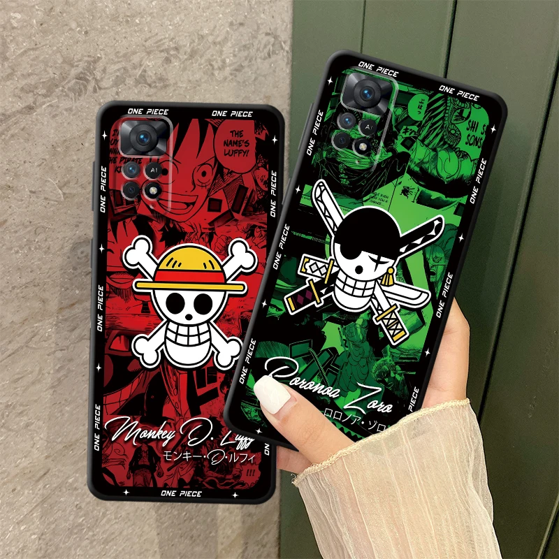Anime One Characters Piece Case for Xiaomi Redmi Note 9S 10S 12s 9 10 11 12 Pro 7 8 13 14 Pro Plus 11s Black Soft Phone Cover