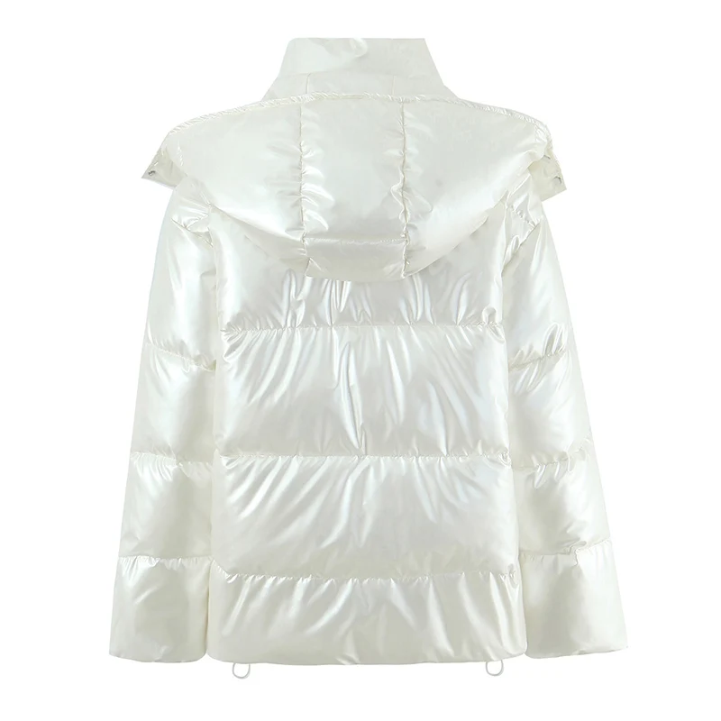 Damenkleidung, gesteppte Baumwolljacke für Damen mit abnehmbarer Kapuze und Reißverschluss, warmer, lässiger Pendlermantel für Herbst und Winter