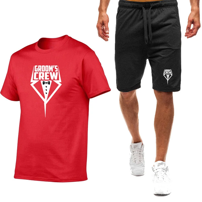 Team Groom Summer Popular Men's T-shirt + Shorts Suit Sports Print Casual Fashion Short-sleeved T-shirt Suit Men's Jogging Suit view 2