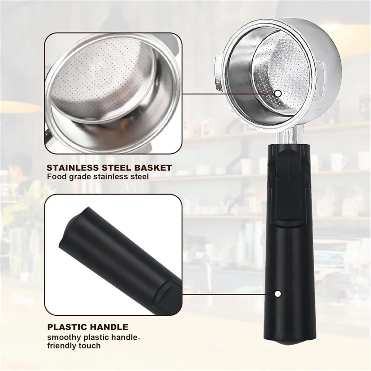 LUCK 51mm Bottomless Portafilter for Homix Espresso Machine, Portafilter Filter Basket Espresso Accessories