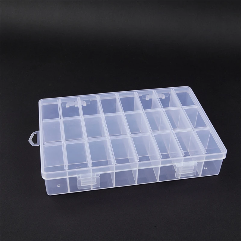 24 Grids Practical  Compartment PP Plastic Storage Box Round Beads Jewelry Earring Bead Screw Holder Case Display Organizer Cont