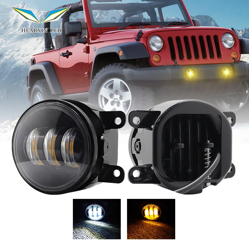 

3.5 Inch LED Fog Lamp Dual-Color 12V 24V Driving Lights DRL High Low Beam White Amber for Jeep Wrangler for Dodge Chrysler Fiat