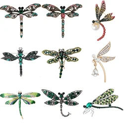 Rhinestone Dragonfly Brooches for Women Unisex Glass Insect Pins Banquet Party Backpack Gifts Jewelry Accessories