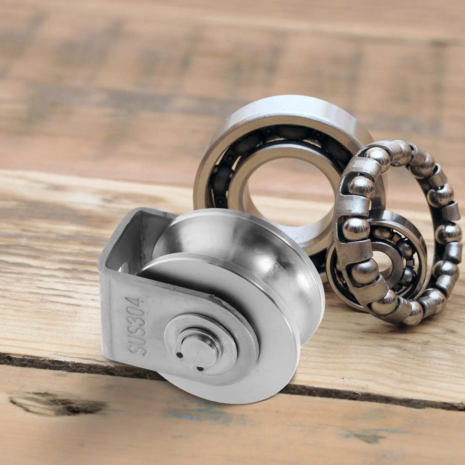 2Pcs Stainless Steel Sliding Door Pulley Heavy Duty Bearing Wire Rope Wheel Movable Pulleys Wardrobe Closet Hanging Rail Track