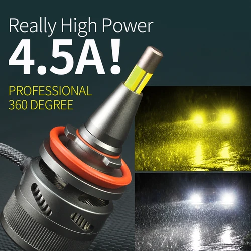 Imagen 1 del producto Luces antiniebla LED H8 H11, faros delanteros H7 H1 9006 9012, luz baja 4300K 6000K blanco/3000K amarillo tricolor 12V 55W