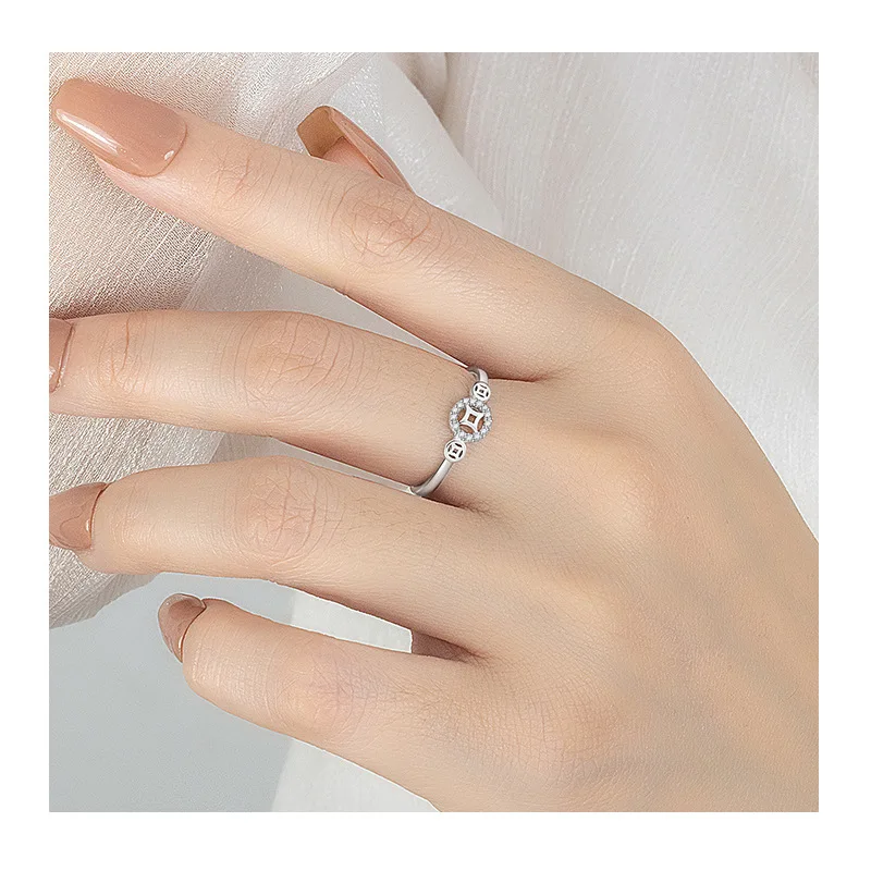 

Kalaini Money Ring National Style Money Copper Coin Ring Women's Niche Design Sense Fortune Ring