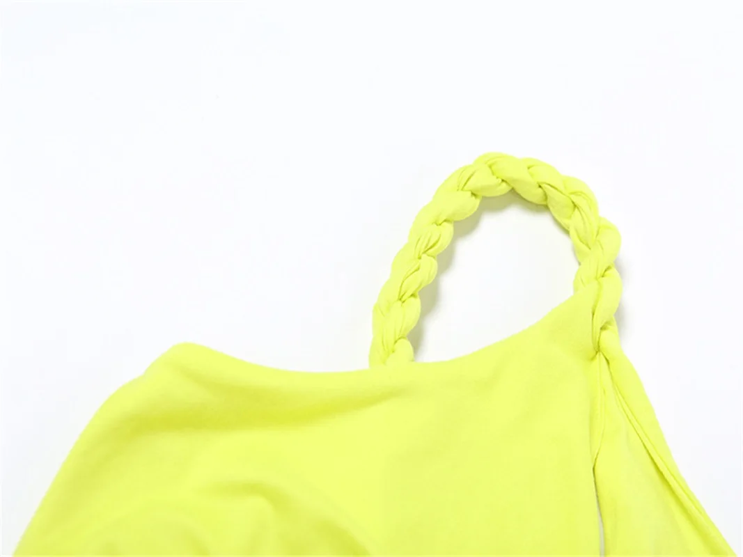 Falda plisada de un hombro para mujer, Vestido largo de noche sin espalda con abertura alta, vestido de fiesta amarillo sin mangas, nuevo diseño